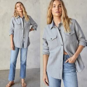 Outerknown Blanket Flannel Shirt Grey Cotton Button Down XL Soft Oversized Top